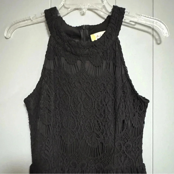 ALTAR’D STATE Black Lace Halter Neck Sleeveless Dress with Mesh Inserts Size XS - Picture 3 of 9